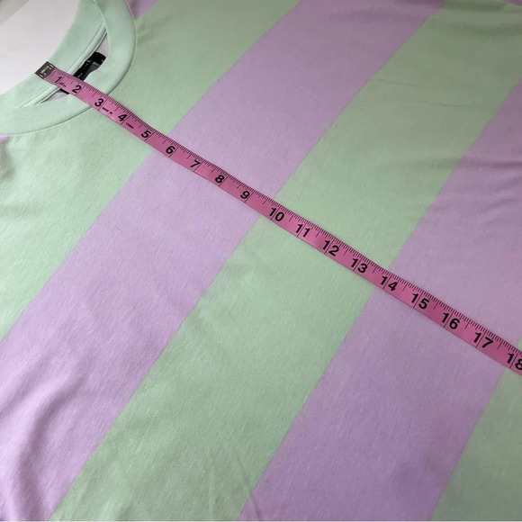 ASOS Design Shirt Womens Medium Purple Green Striped Short Sleeve Tee Tshirt - Picture 9 of 10